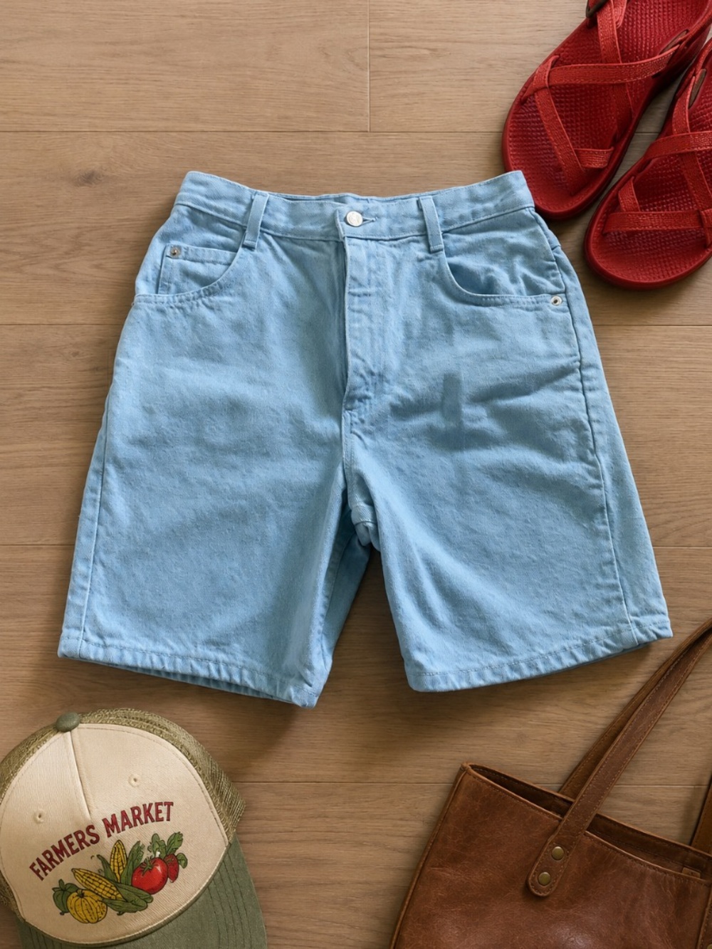 Vintage 80s Women’s S High Waist Bonjour Light Wash Denim Jean Shorts Americana